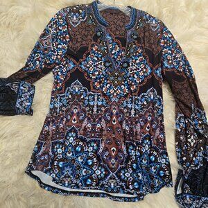 Hale Bob Jeweled Top M Women's Black Blue NWOT Ret $368